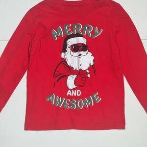 Carter's Merry & Awesome Santa Claus Shirt Toddler Sz 2T